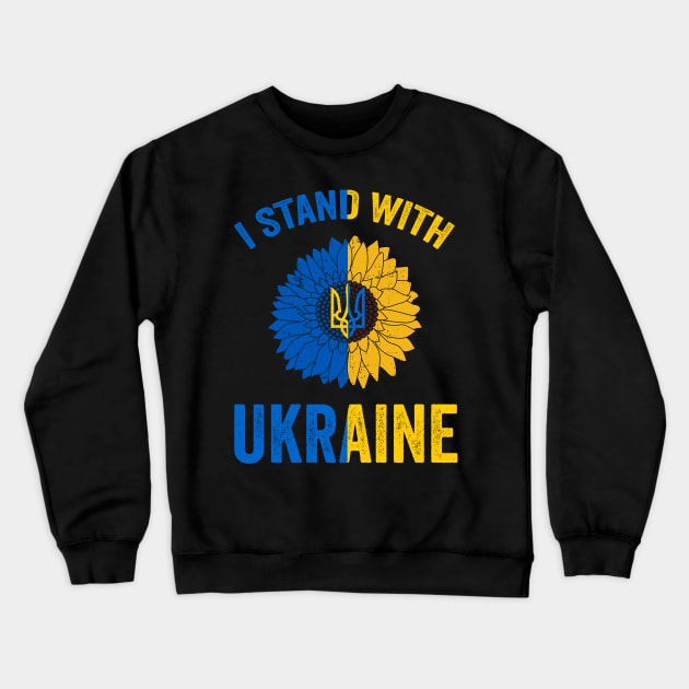 Support Ukraine Sunflower Ukrainian Flag Crewneck Sweatshirt by DUC3a7